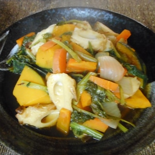 カボチャと小松菜とチクワの煮物